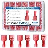 smseace 150Pcs Spade Quick Disconnect Connectors 22-16 AWG Quick Connect/Disconnect Connectors for Auto,Boat,Industrial Application