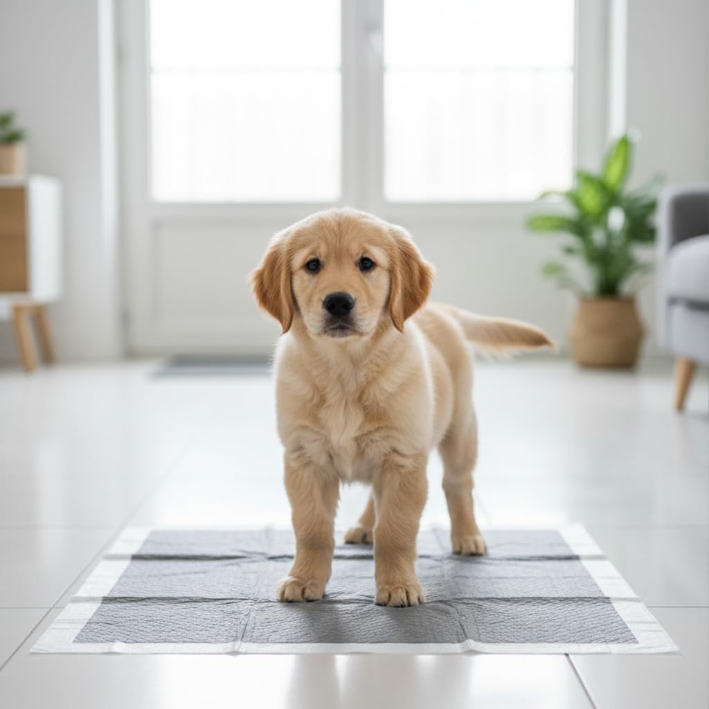 Inodorina Tappetini igienici per Cani (60x60 cm, 40 Pezzi) – Traversine con Carboni Attivi Super assorbenti in Pura cellulosa Vergine – con polimeri Odor Control e Sticker Antiscivolo