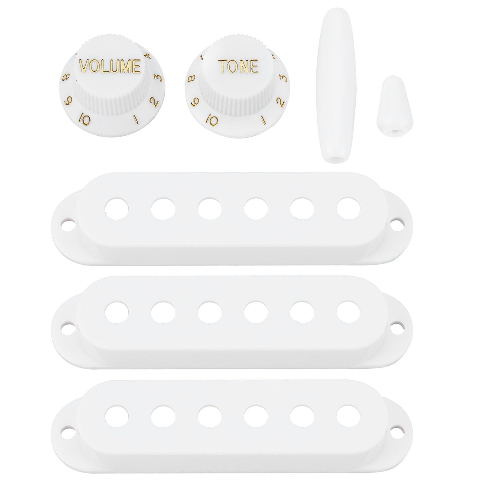 LT Easiyl 1 Set Vintage-Style Pickup Covers with Knobs Switch Tip Tremolo Arm Tip Accessory Kit Compatible with Fender Stratocaster Strat