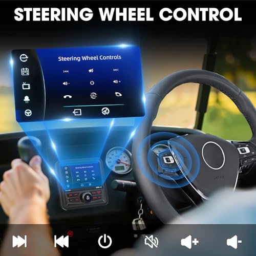 Image of Bluetooth Marine Stereo Radio Receiver: Boat Digital Multimedia MP5 Player | 4.1 Inch LCD Display AM FM USB AUX Subwoofer 200W High Output for Golf Cart ATV UTV Yacht