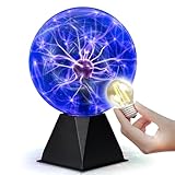Playbees Colorful Plasma Ball - 7 Inch - Static Electricity in a Vacuum Pressurized Glass Globe - Blue, Nebula, Thunder Lightning, Plug-in - for Parties, Decorations, Prop, Home, STEM