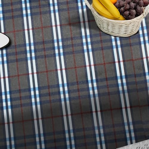 Image of The Furnishing Tree Waterproof PVC Rectangle Shaped 4 Seater Table Cover WxL 54x78 inches Checkered Pattern Black White with White Border lace