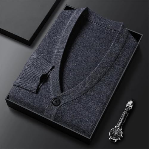 Men's Solid Color V-Neck Single Breasted with Pockets Cardigan Business Sweater2