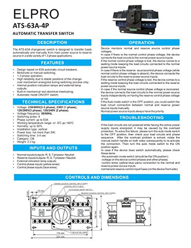 ELPRO ATS-63A, 230 / 380V 50-60Hz Automatic