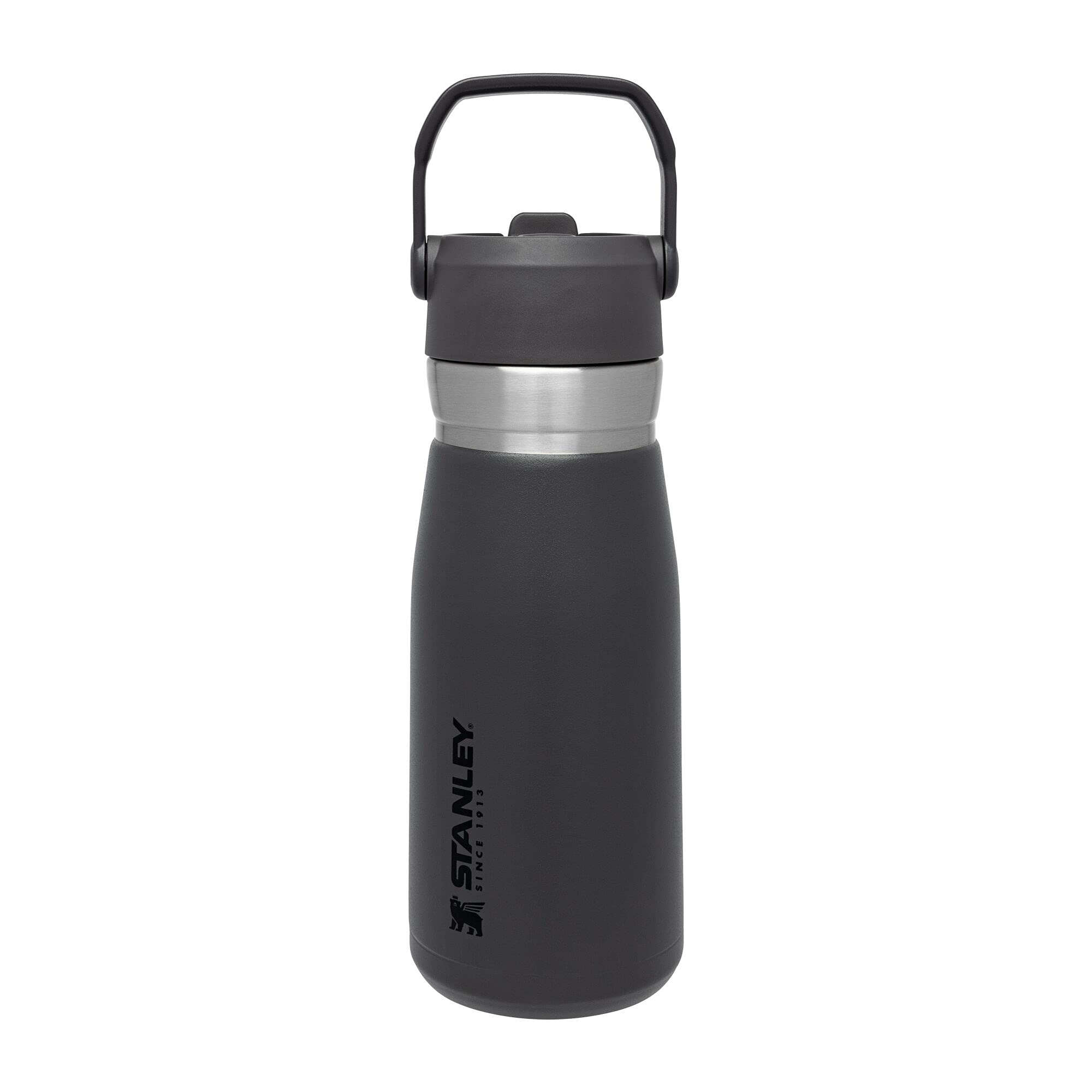 IceFlow Flip Straw Water Bottle 27 oz | Built-In Straw for Travel and Sports | Lightweight and Leak Resistant | Insulated Stainless Steel | BPA-Free | Charcoal