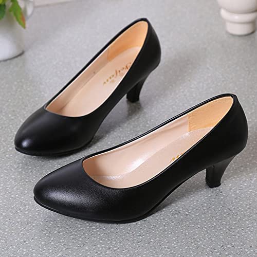 WUIWUIYU Womens Office Kitten Heels Pumps Slip On Evening Dress Work Cute Sexy Pump Shoes3
