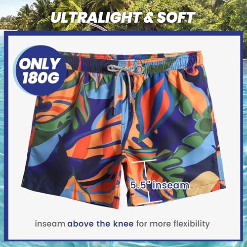 Image of maamgic Mens Swim Trunks 5 Inch with Mesh Liner Breathable for Beach