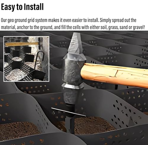 UGUGU Robustes Geogitter for Hänge – 5,1 cm hohes Einfahrtsstabilisierungsgitter for Kies, Erde, Steine und Gras(3x10ft/1x3m W x L)