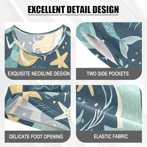 senya Short Sleeve Pajamas Sets Summer Cotton Sleepwear Mermaids and Dolphins4