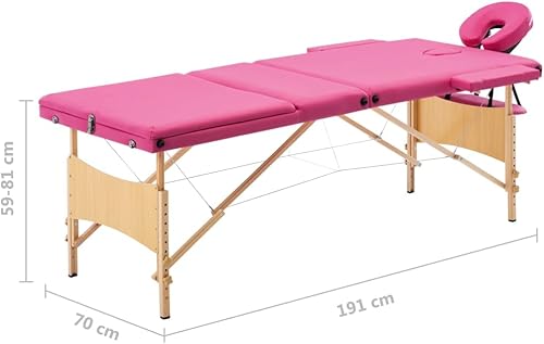 Miniatura 9 de FAMIROSA Mesa de masaje plegable 3 zonas madera rosa, 41.6 lbs,110188