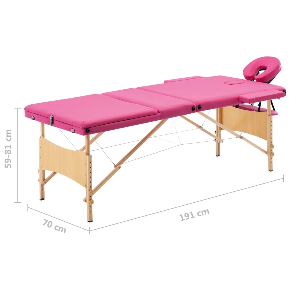 Générique Table de Massage Pliable 3 Zones Bois Rose,Santé & beauté,Hygiène personnelle,Massage & Relaxation,Tables de Massage,Rose,18.85 KG,110188