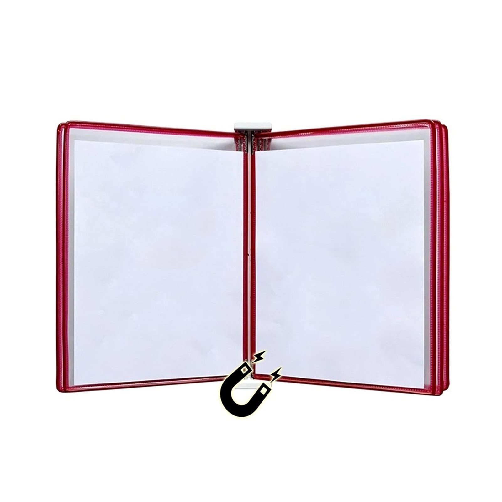 OLSKFUH Wall Mount Reference Display System, Hanging Wall File Organizer, A3 Display Folder -, [16.53Inch×11.69Inch] 10 Pockets, Attached To Metal Device,Folders,Red-17.7x13x2IN