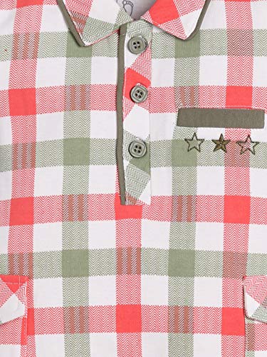 Image of BABY GO Baby Boys & Baby Girls Cotton Romper | Half Sleeve Polo Collar Jumpsuit | Newborn Infant Summer Outfit with Button Closure | Soft Breathable Playsuit | Stylish Print One Piece Dress