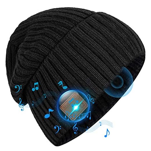 Bluetooth Beanie Hat, Upgraded Bluetooth 5.0 Unisex Knit Gifts for Men and Women Bluetooth Hat Built-in HiFi Stereo Speaker Music Beanie, Best Birthday Gifts Wireless Bluetooth Smart Beanie hat