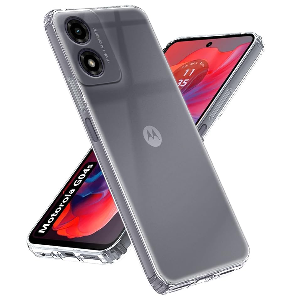 Image of COVERBLACK Soft Rubber Silicon Clear Back Cover Compatible Model for Motorola Moto G04 - Transparent