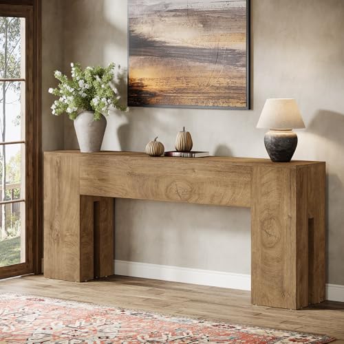 Image of Tribesigns 71-Inch Long Console Table for Entryway, Farmhouse Sofa Console Behind Couch, Entry Table for Hallway, Foyer, Living Room, Burlywood