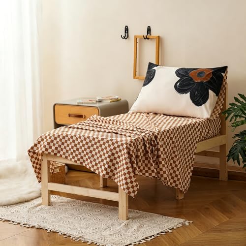 Image of Wellboo Floral Toddler Bedding Sets for Girls Boys White and Black Botanical 4 Pieces Soft Crib Bed Set Including Comforter, Sheets and Pillowcase Kids Black Sunflower Quilt Watercolor Bohemian Bed