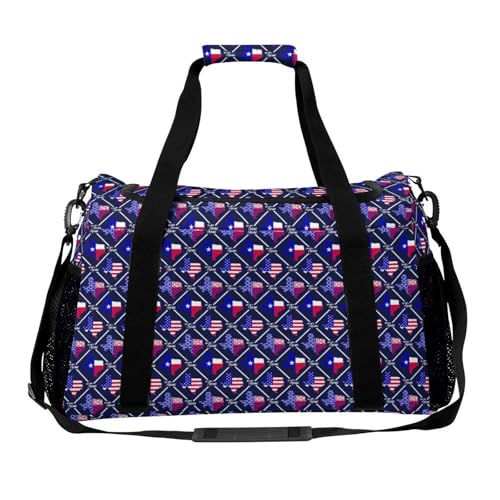Texas Flag Travel Duffle Bags Foldable Gym Bag Weekender Overnight Bags Carry On Beach Handbag