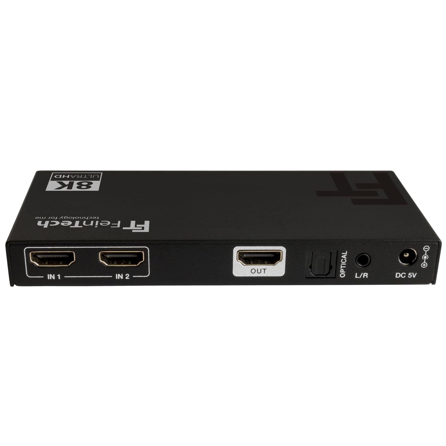 FeinTech SW212 HDMI 2.1 Switch 2 in 1 con estrattore audio HDMI 4K, 120 Hz e commutazione automatica, 8K 60 Hz, VRR, ALLM, splitter audio a SPDIF ottico Toslink e 3.5 prese