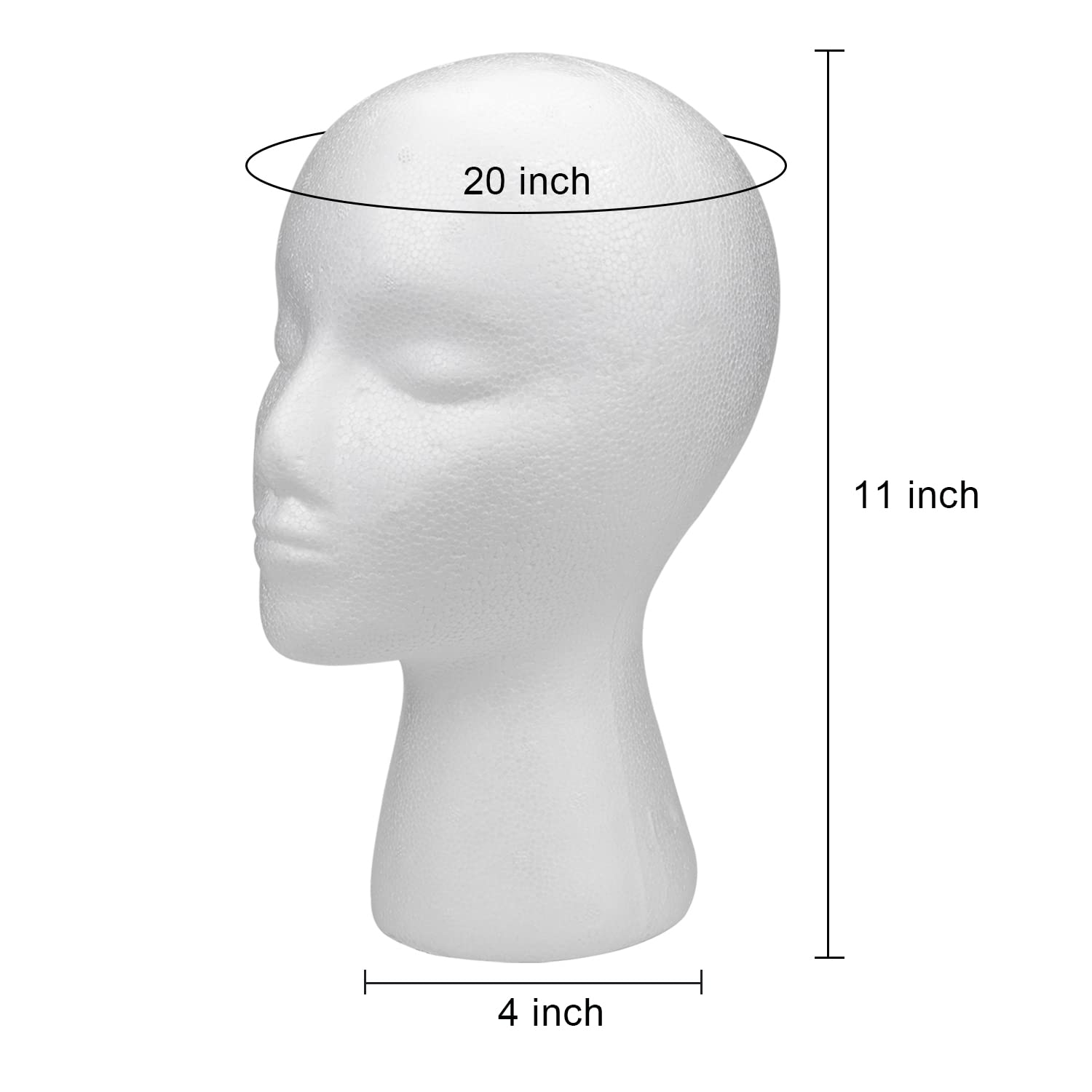 Foraineam 3 Pack 11 Inch Foam Wig Heads Female Mannequin Display Stand Holder Manikin Cosmetics Model Head for Wigs, Glasses, Hats, Hairpieces