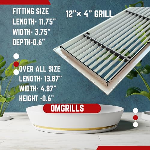 Image of Premium Central air Conditioning Grille- Linear Bar Grilles - Aluminium Powder Coated Grill, Ventilation Grill, Home Grill, ac Jali, Grill for Wall, Sidewall and Ceiling (12 inch * 4 inch)