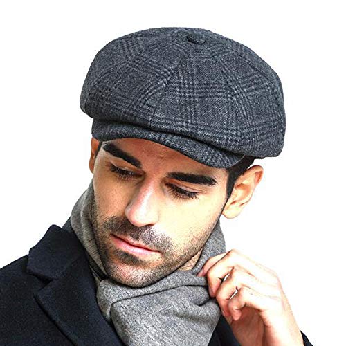 Image of PanPacSight Fashion Men's Classic Newsboy Gatsby Hat Blend Wool Vintage Flat Ivy Cabbie Cap Boyfriend Gift(Medium /Large /X-Large)
