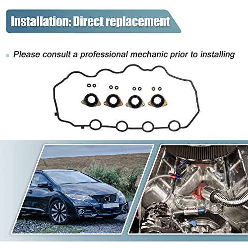 Image of X AUTOHAUX 1 Set Valve Cover Gasket VS50620 for Honda Civic Hybrid for Honda Insight Base Rubber Black