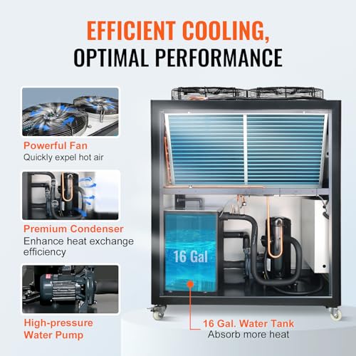 VEVOR Water Chiller in industrial setting, cooled water output