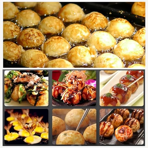 SAIYERUS Electric Takoyaki Maker with Takoyaki Tools - Specialty & Novelty Cake Pans for Takoyaki Octopus Ball, Pop, Ebelskiver, Aebleskiver - Easy Clean, 50-300℃ Adjustable Temperature, 28 Holes - Image 9