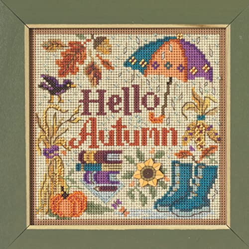 Image of Mill Hill Hello Autumn Beaded Counted Cross Stitch Kit 2023 Buttons & Beads Autumn MH142323