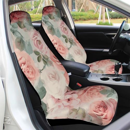 Housse de siège de voiture universelle douce imprimée rose pour protéger l'habitacle - 5