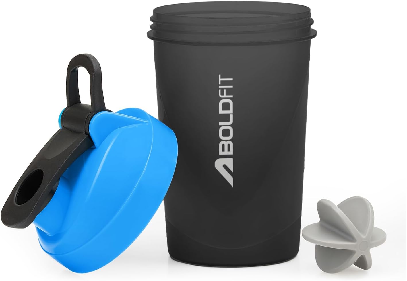 Boldfit Compact Gym Shaker Bottle, Shaker Bottles for Protein Shake , Bpa Free Material, Plastic, Blue And Grey, 500ml, Pack of 1 Bottle