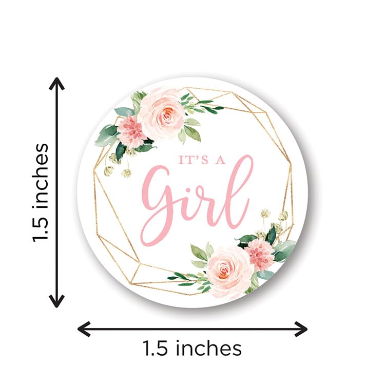 Amazon.com: 60 cnt Blush Pink Floral It's a Girl Stickers : Office