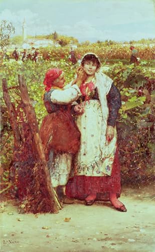 Art Mural Impression de paysans dans un vignoble pour salon moderne