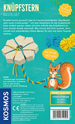 KOSMOS 712594 Knüpfstern, Bastel-Set für Kordeln, für Kinder ab 4 Jahre, als Freundschaftsarmbänder, Deko, Haarband, Schnürsenkel, Schmuck, kreative Basteleien, DIY, Geschenk, Spielzeug