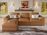EASE MOOSE Leather Sectional Couch, Oversized Modular Sectional Sofas, Wide Deep Seat Modular Couch, Scratch Resistant Faux Leather Material, L Shaped Sofa for Big Spaces, Brown