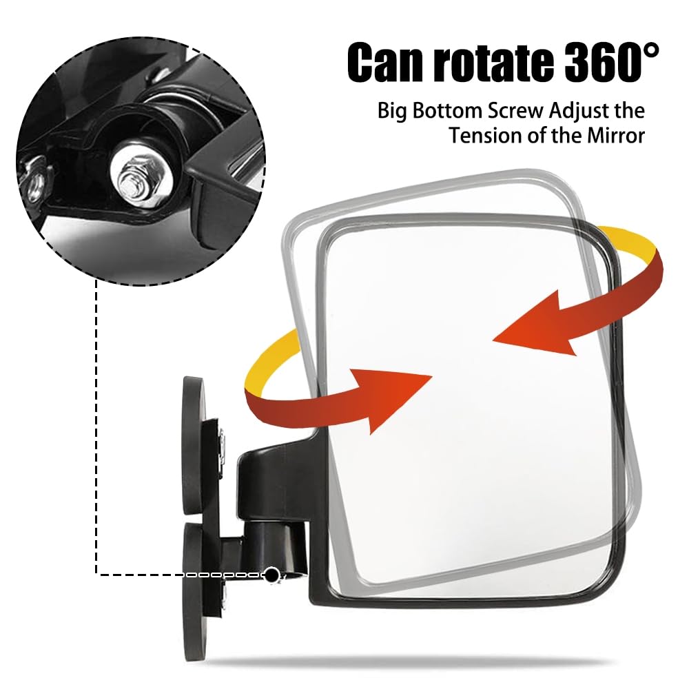 MiOYOOW Espejo lateral magnético, espejos giratorios de 360 grados para tractores compactos, cortacéspedes autotransportados, coches de golf