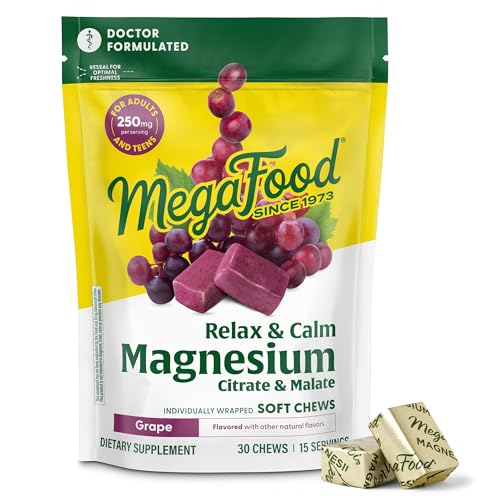 MegaFood Relax + Calm Magnesium Complex with Magnesium Citrate & Malate for Heart Health, Muscle