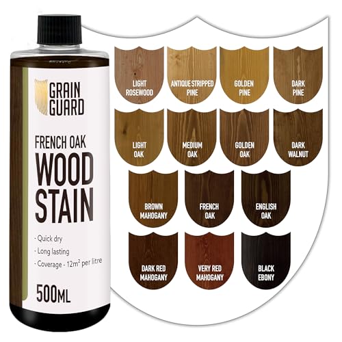 GRAIN GUARD Wood Stain Water Based | French Oak | 500ml | Interior Furniture Stain | Light & Dark Stains | Eco-Friendly & Non-Toxic Wood Dye | Easy Application | Quick Dry & Low Odour