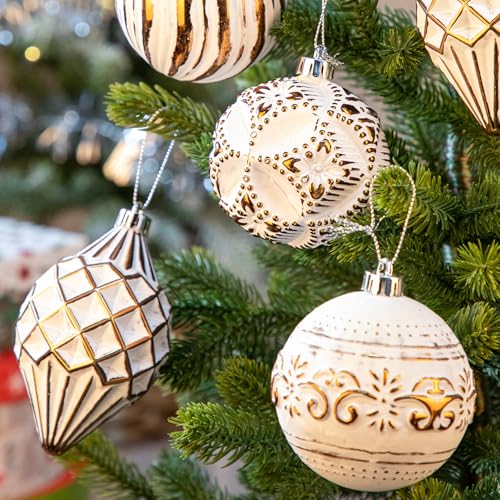 Boules de Noël rustiques style vintage bronze, lot de 12 suspensions