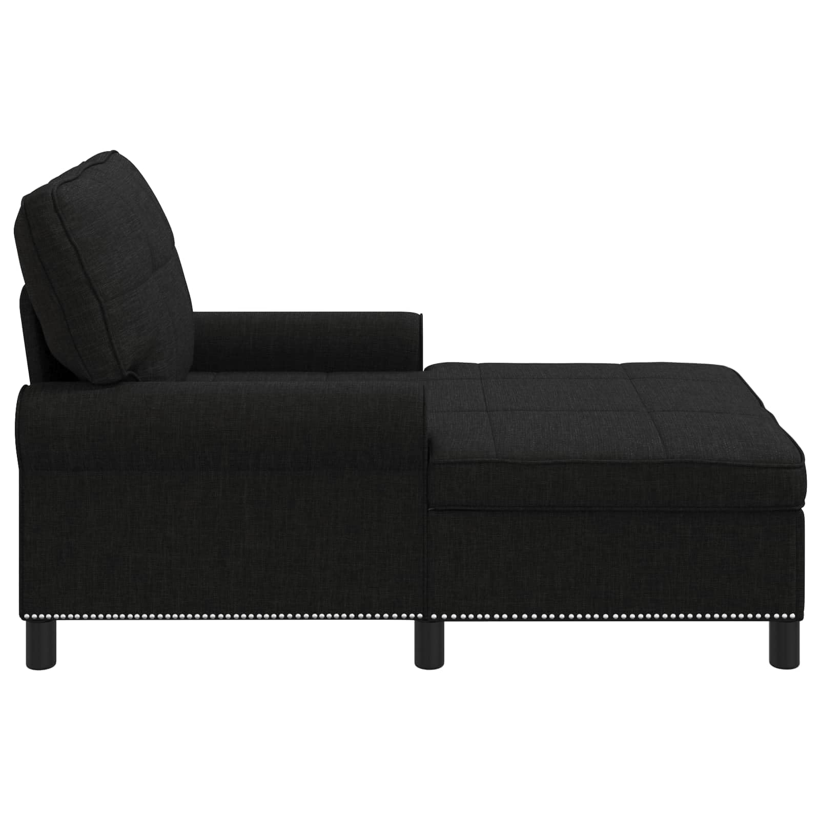 Chaise Longue Moderne Salon et Chambre, Méridienne avec Coussin Déhoussable en Tissu Noir, Fauteuil Lounge Confortable de Relaxation pour Intérieur, Lit de Repos Design Élégant, 91x157x91 cm