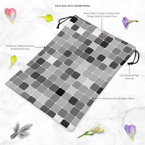Image of ArtzFolio Black & White Square | Reusable Sack Bag | Bag for Gym, Storage, Vegetable & Travel
