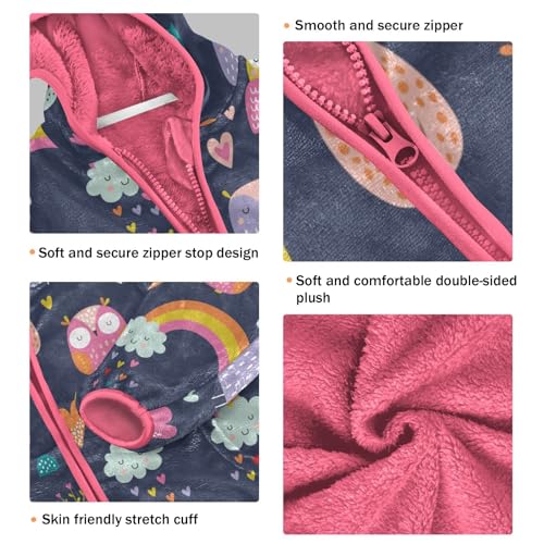 OTVEE Cute Cartoon Owls Birds Kids Hoodie Jacket Fall Spring Full Zip Warm Outwear Coat3