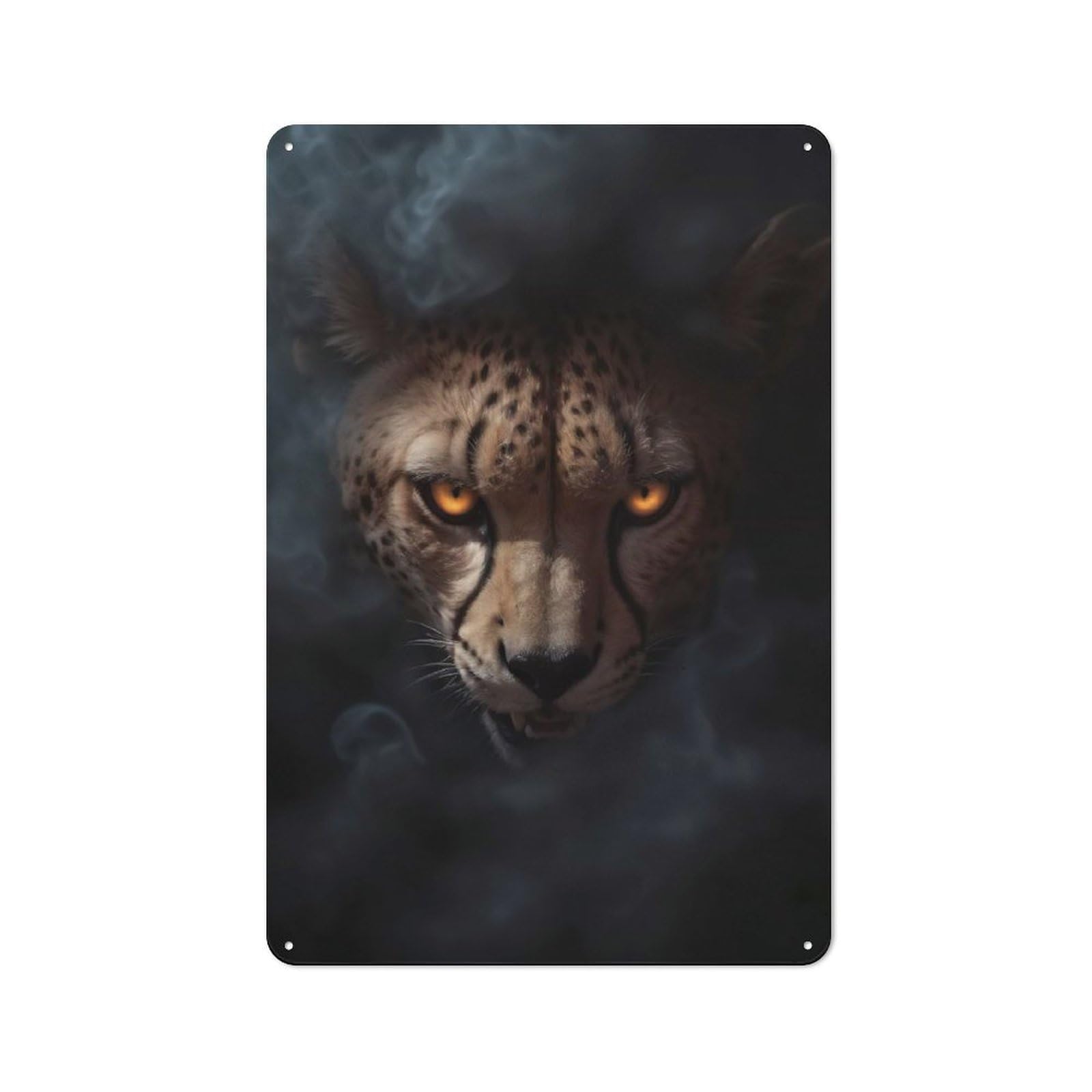 Junmoney Wild Cheetah Halloween 30X20cm Industrial-Style Tin Sign With For Hallway Wall, A Metal Wall Feature For A Newly Arranged Hallway