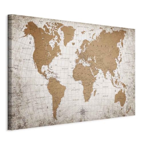 murando Cuadro en Lienzo Mapa del mundo 120x80 cm Impresión de 1 Pieza Tejido no Tejido Artística Imagen Gráfica Decoracion de Pared Abstracto World Map Vintage Continentes k-C-10001-b-a