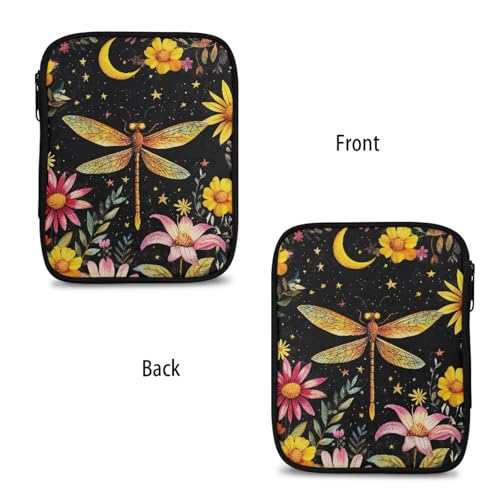 Image of Dragonfly Crochet Hook Case Lightweight Floral Crochet Organizers and Storage Soft for Travel Outdoors Home Easy to Wash