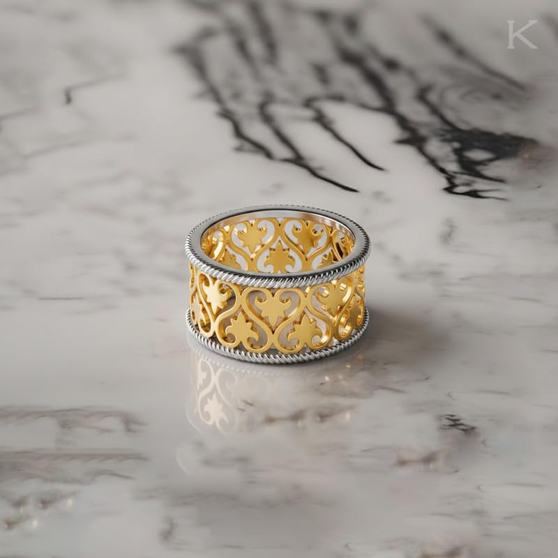 Image of KISNA 9KT / 14KT / 18KT Aurora Filigree Yellow Gold Band For Women | S14