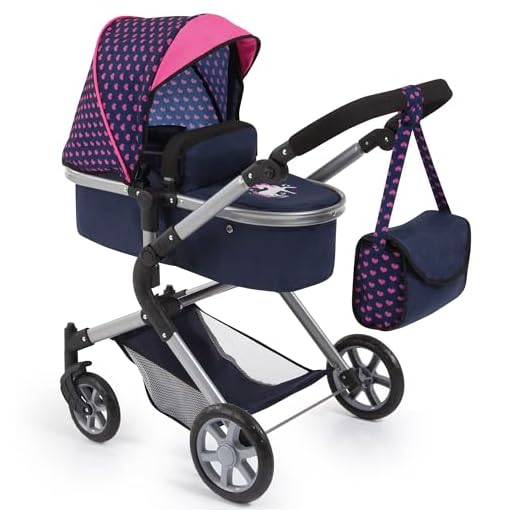 Bayer Desing- Cochecito muñecas Combi Neo Pro, Color Bleue Avec UNE Licorne et Motif Rose (Bayer Design 18154AA)