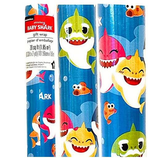 Christmas Wrapping Paper Baby Shark Blue Gift Wrap 70 feet
