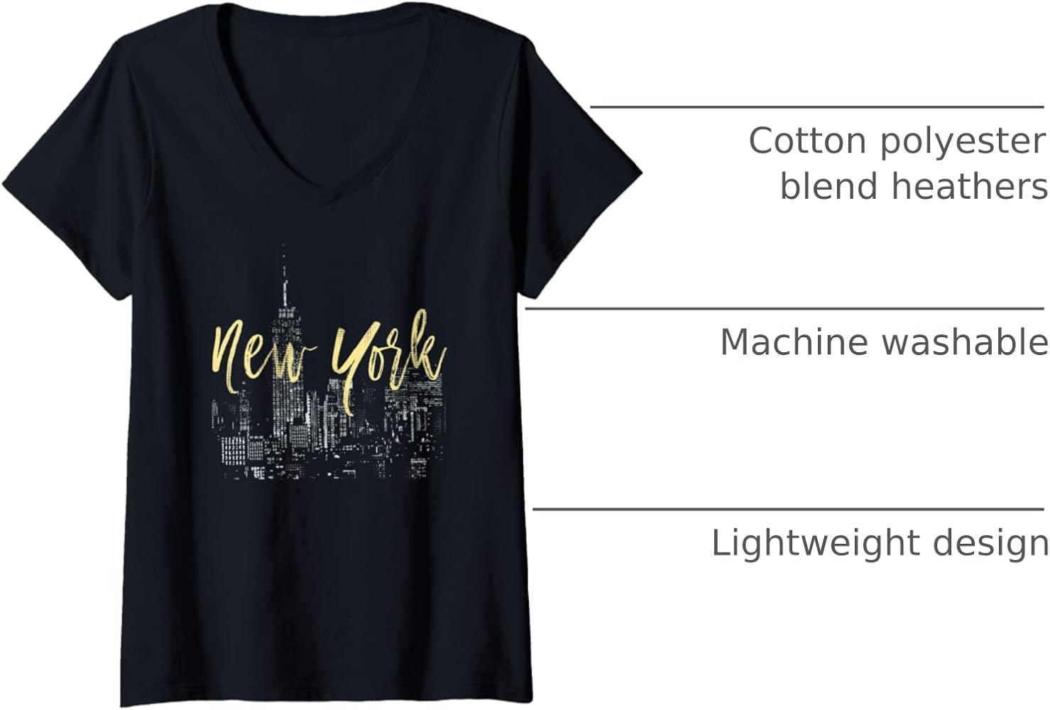 Amazon.com: Womens New York City V-Neck T-Shirt : Clothing